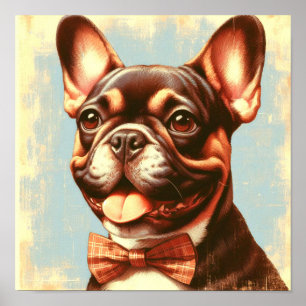 Vintages Portrait von Bulldog Poster