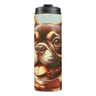 Vintages Portrait von Bulldog Thermosbecher