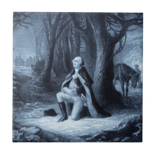 Vintages Portrait von George Washington Praying Fliese