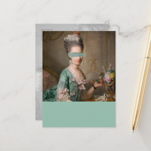 Vintages Porträt mit veränderter Kunst, aquamarine Postkarte