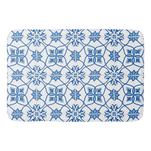 Vintages Portugiese Azulejo Fliesen-Muster Badematte (Vorderseite)