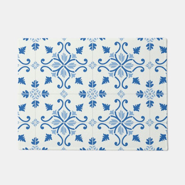 Vintages Portugiese Azulejo Fliesen-Muster Fußmatte (Vorderseite)