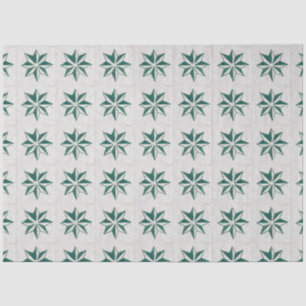Vintages Portugiesisch Azulejos Star Green Decoupa Seidenpapier