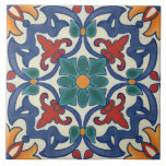 Vintages portugiesisches Azulejos-Muster Fliese<br><div class="desc">Farbenfrohe Aquarell Vintage portugiesische Azulejos orientalische Keramik Fliesen Muster auf einem weißen Hintergrund.</div>