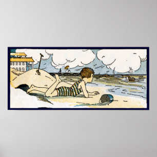 Vintages Poster "Child on Beach" Print
