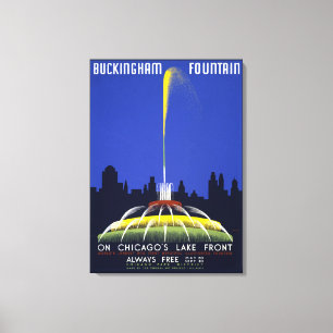 Vintages Poster von 1939, Chicagos Buckingham Foun Leinwanddruck