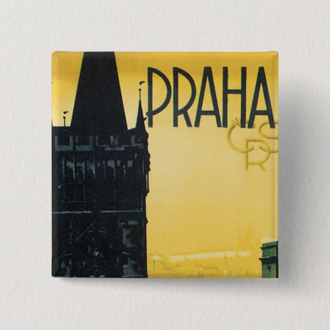 Vintages Prag-Plakat Button (Vorderseite)
