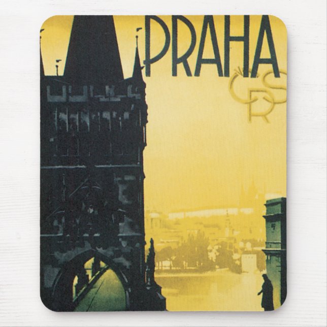 Vintages Prag-Plakat Mousepad (Vorne)
