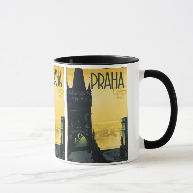 Vintages Prag (Praha) Poster Tasse (Rechts)