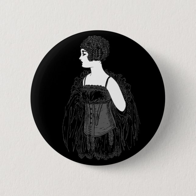 Vintages Prallplatten-Korsett Button (Vorderseite)