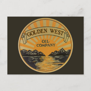 Vintages Produktlabel Art, Golden West Oil Company Postkarte