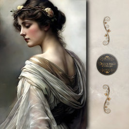 Vintages Profil Mädchen in Elfenbeinküste Seidenpapier