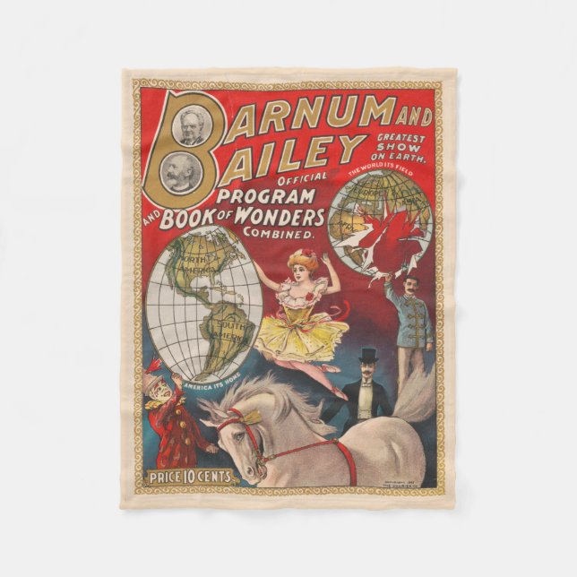 Vintages Programm für Barnum und Bailey Fleecedecke (Vorderseite)