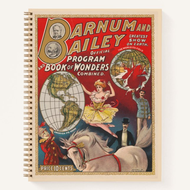Vintages Programm für Barnum und Bailey Notizbuch (Vorderseite)