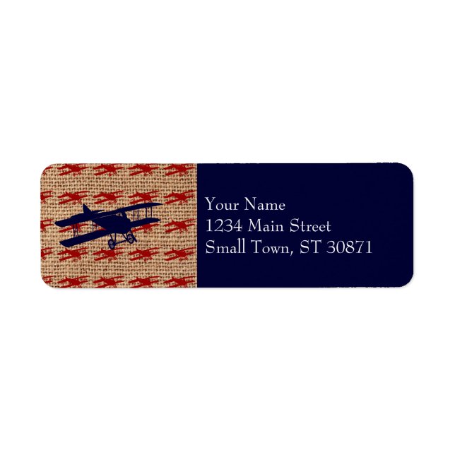 Vintages Propellerflugzeug auf Burlap Print (Vorne)