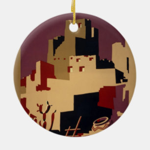 Vintages Pueblo WPA Nationalparkplakat Keramikornament