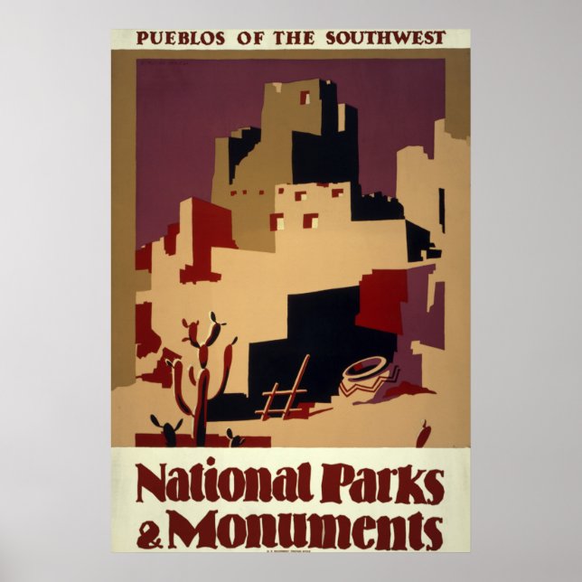 Vintages Pueblo WPA Nationalparkplakat Poster (Vorne)