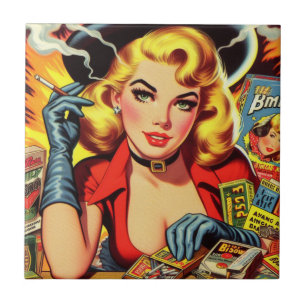 Vintages Pulllandmädchen Fliese