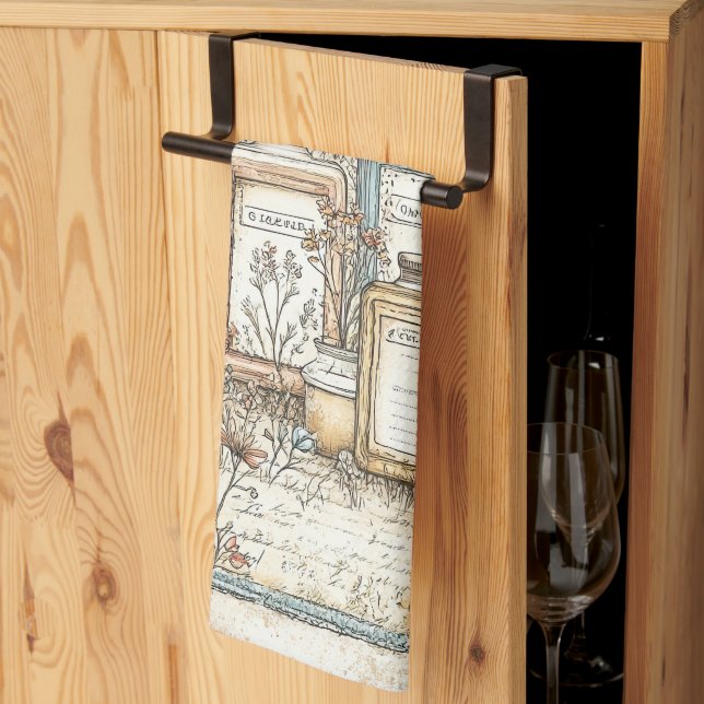 Vintages Pulver und Talcum-Bauernmuster Geschirrtuch (Drittel gefaltet)