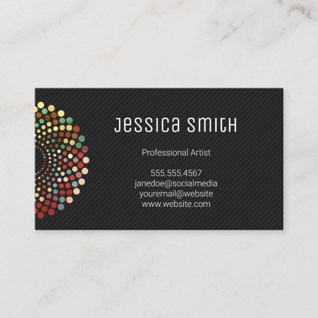 Vintages Punktmuster | Moderne Kunst | Monogramm Visitenkarte (Vorderseite)