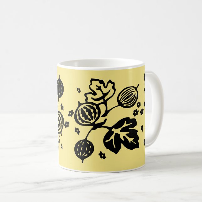 Vintages Pyrex Muster - Stachelbeerschwarzes Kaffeetasse (VorderseiteRechts)