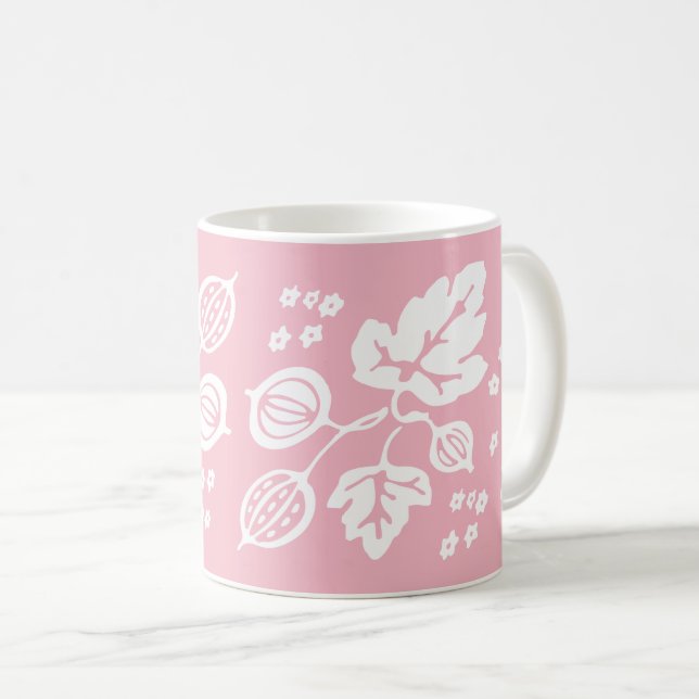 Vintages Pyrex Muster - Stachelbeerweiß Kaffeetasse (VorderseiteRechts)