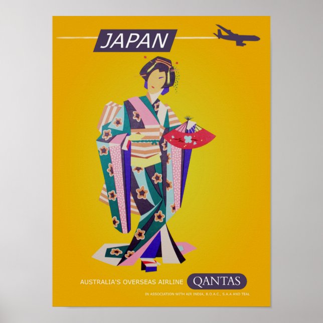Vintages Qantas Japan Travel Poster (Vorne)