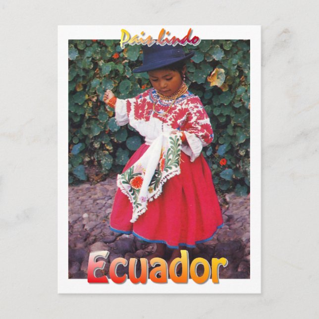 Vintages Quechua Ecuador Postkartenmädchen Postkarte (Vorderseite)