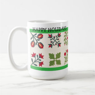 Vintages Quiltmuster für Weihnachtsfeiertage Kaffeetasse