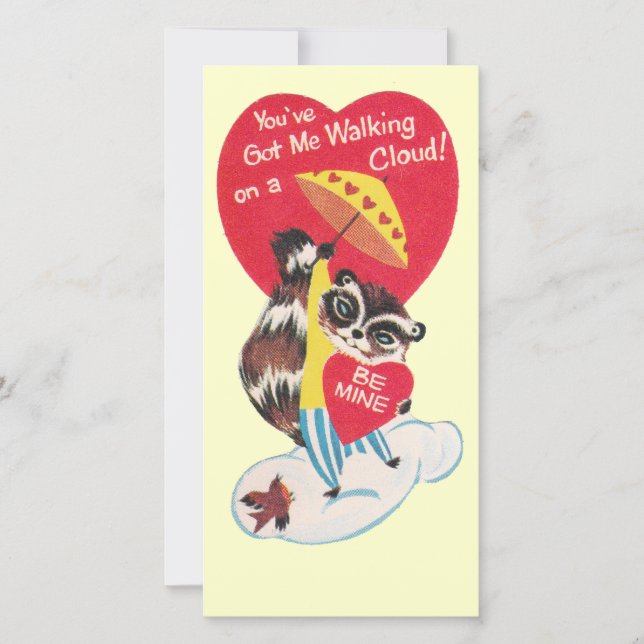 Vintages Raccoon Valentine Feiertagskarte (Vorderseite)