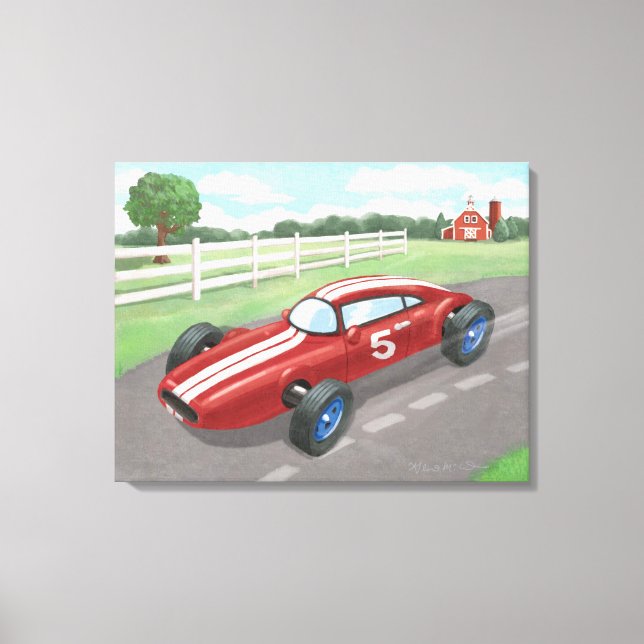 Vintages Racer: Cherry Red Leinwanddruck (Vorderseite)