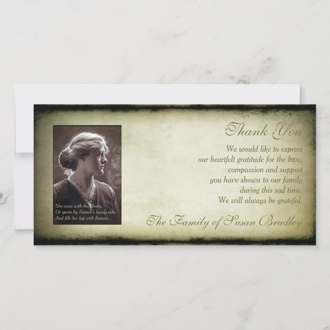 Vintages Rahmen-Beileid danken Ihnen Karte des (Vorderseite)