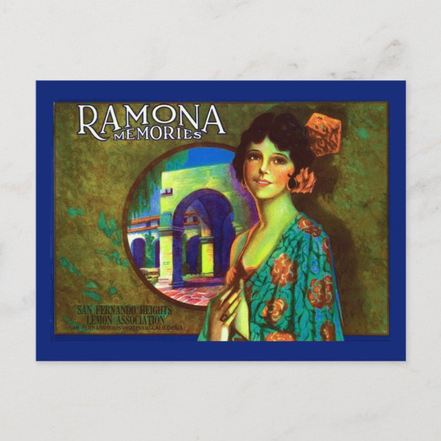 Vintages Ramona Erinnerungen Lemons Label Postkarte (Vorderseite)