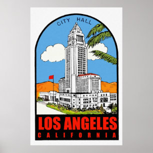 Vintages Rathaus von Los Angeles Poster