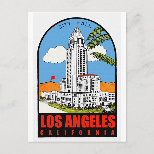 Vintages Rathaus von Los Angeles Postkarte (Vorderseite)