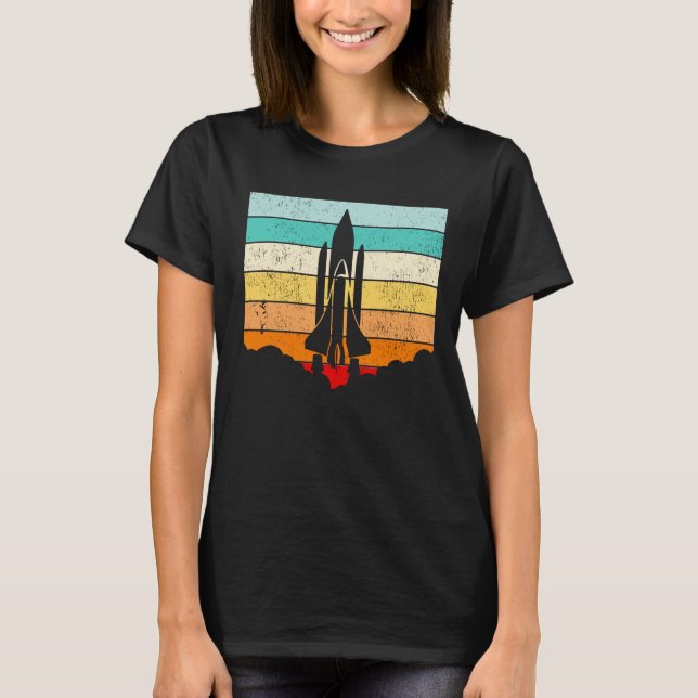 Vintages Raumschiff/Raumfahrt/Raumfahrzeug T-Shirt (Vorderseite)