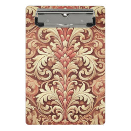 Vintages Red and Gold Damask Muster Mini Klemmbrett