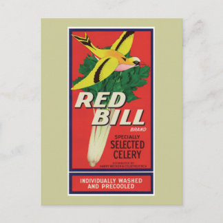 Vintages Red Bill Celery Label Postkarte