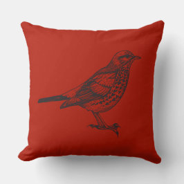 VINTAGES RED BIRD DESIGN Retro Throw Kissen