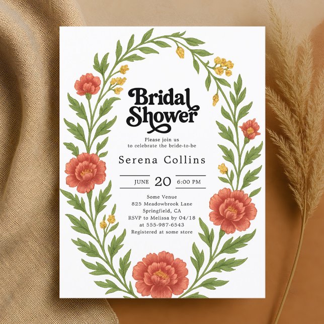 Vintages Red Bloom Brautparty Postkarte (Von Creator hochgeladen)