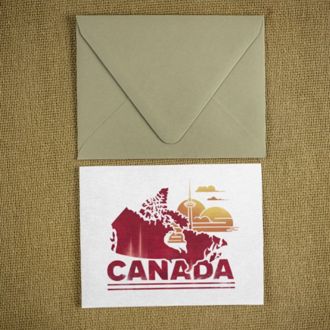 Vintages Red Canada Country Map Mapseleaf Postkarte (Vintage Red Canada Country Map Maple Leaf Postcard)