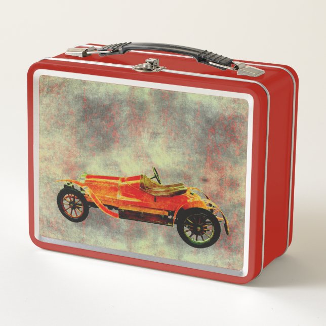 Vintages Red Car Metal Lunch Box (Vorderseite)