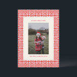 Vintages Red Christmas Geometric Quilt-Foto Feiertagskarte<br><div class="desc">Vintage Weihnachts-Weihnachtskarte mit Quilt-Foto</div>