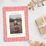 Vintages Red Christmas Geometric Quilt-Foto Feiertagskarte<br><div class="desc">Vintage Weihnachts-Weihnachtskarte mit Quilt-Foto</div>