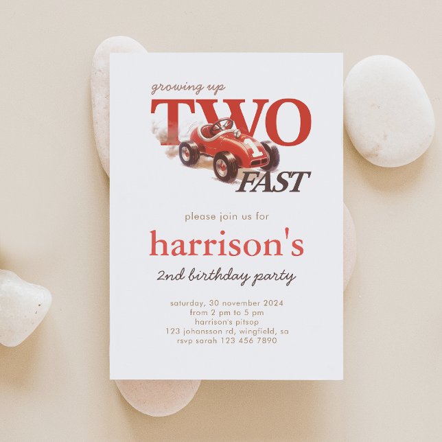 Vintages Red Race Car 2. Geburtstag Einladung (Von Creator hochgeladen)