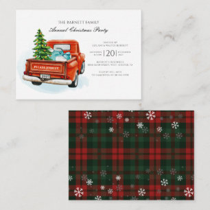 Vintages Red Truck Tree Familienweihnachtsskigebie Mitteilungskarte