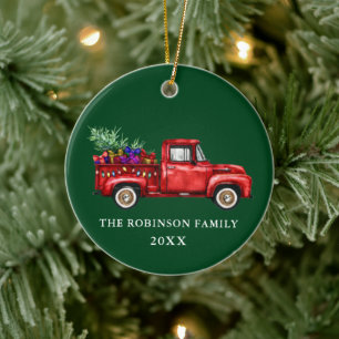 Vintages Red Truck Tree Geschenke Weihnachten Fami Keramik Ornament