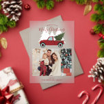 Vintages Red Truck Weihnachts-Foto Acryleinladungen<br><div class="desc">Whimsikale Illustration eines alten Mode roten LKW mit einem Weihnachtsbaum. Personalisieren Sie dieses Design mit Ihrem bevorzugten Foto und einer benutzerdefinierten Nachricht.</div>
