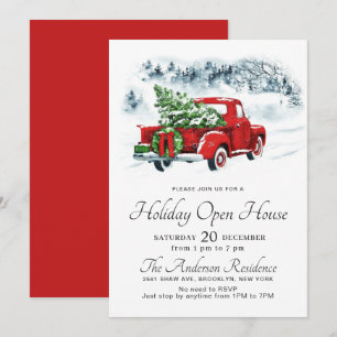 Vintages Red Truck Weihnachtsfeiertag Open House Einladung
