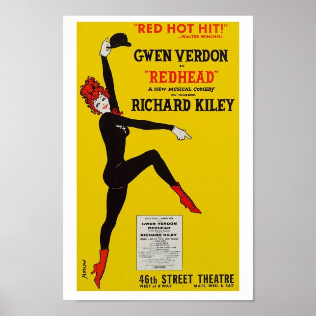 Vintages Redhead Musical Theater Art Print Poster (Vorne)